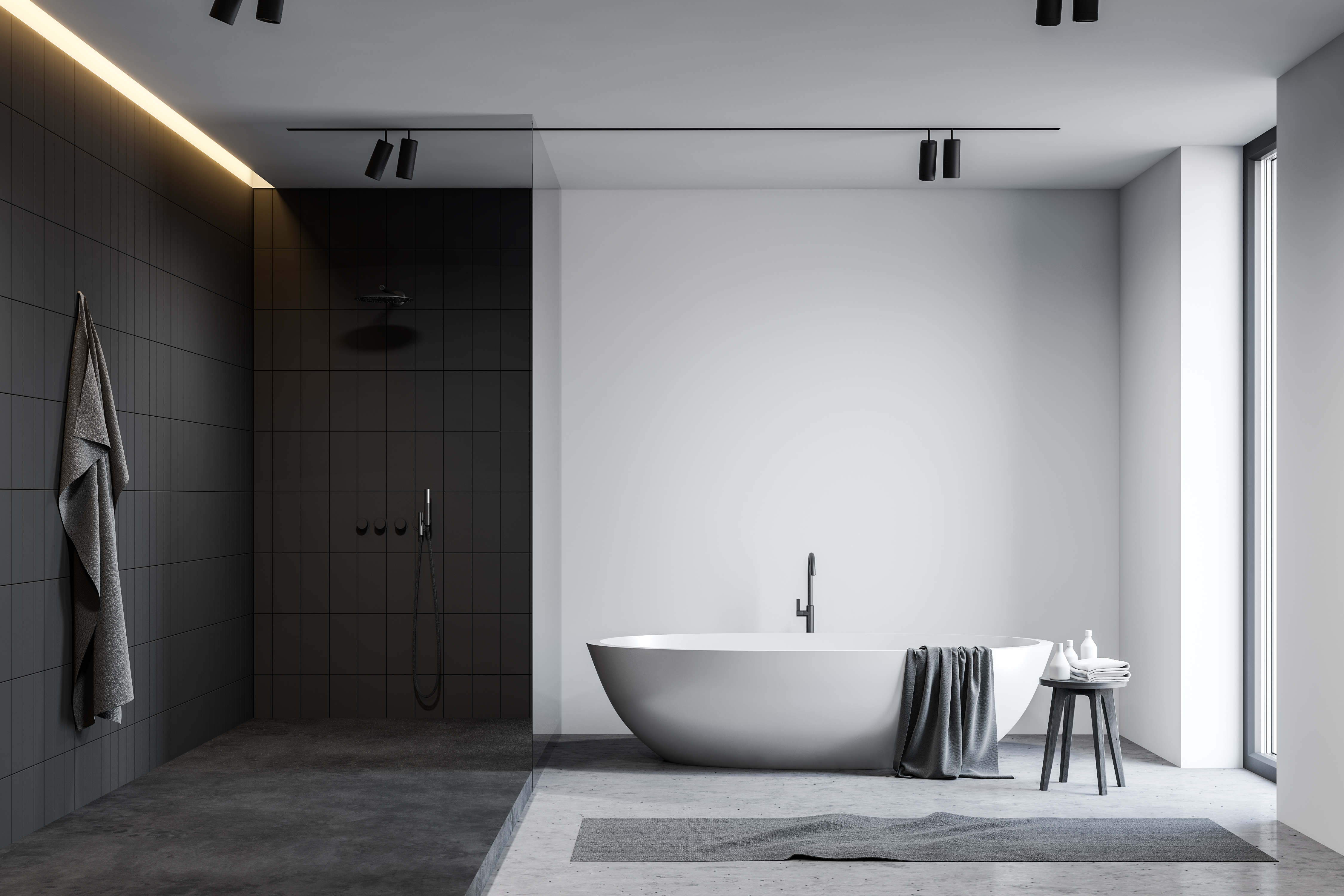 Elegant renovated bathroom with natural tones